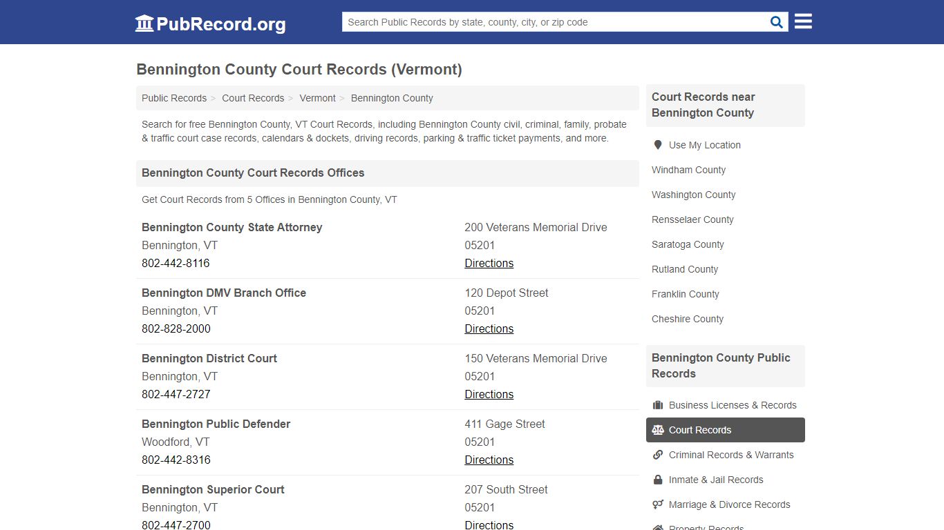 Bennington County Court Records (Vermont) - PubRecord.org